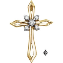 Load image into Gallery viewer, 14K Yellow/White 1/6 CTW Natural Diamond Accented Cross Pendant