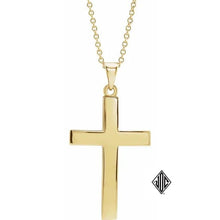 Load image into Gallery viewer, 14K Gold Hidden Bail Skinny Cross Pendant