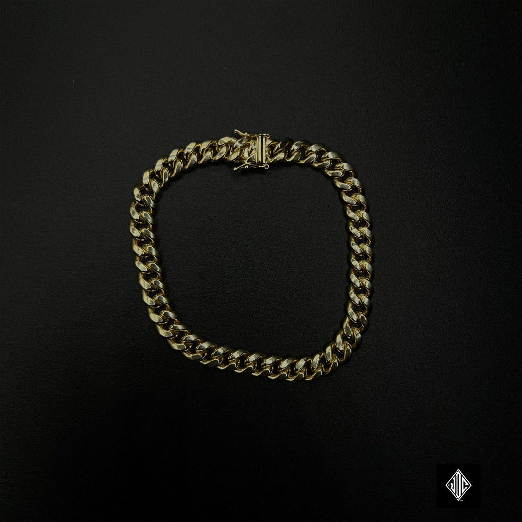 Hollow 14K Gold 8MM  Cuban Bracelet