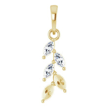Load image into Gallery viewer, 14K Gold Marquise Natural Diamond and Birthstone Family Leaf Pendant
