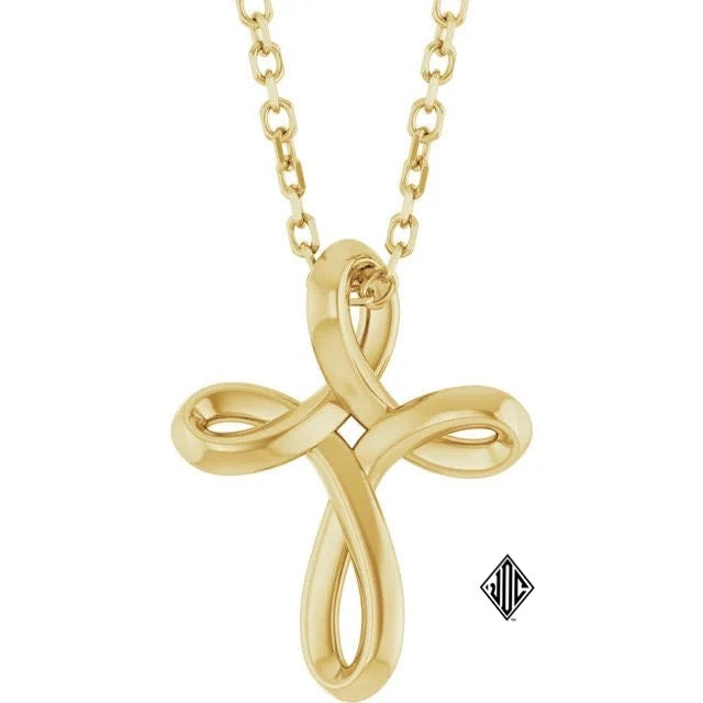 14K  Freeform Cross Pendant