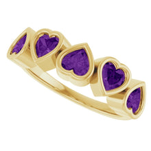 Load image into Gallery viewer, 14K Yellow Gold Natural Amethyst Heart Ring
