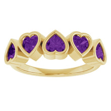 Load image into Gallery viewer, 14K Yellow Gold Natural Amethyst Heart Ring
