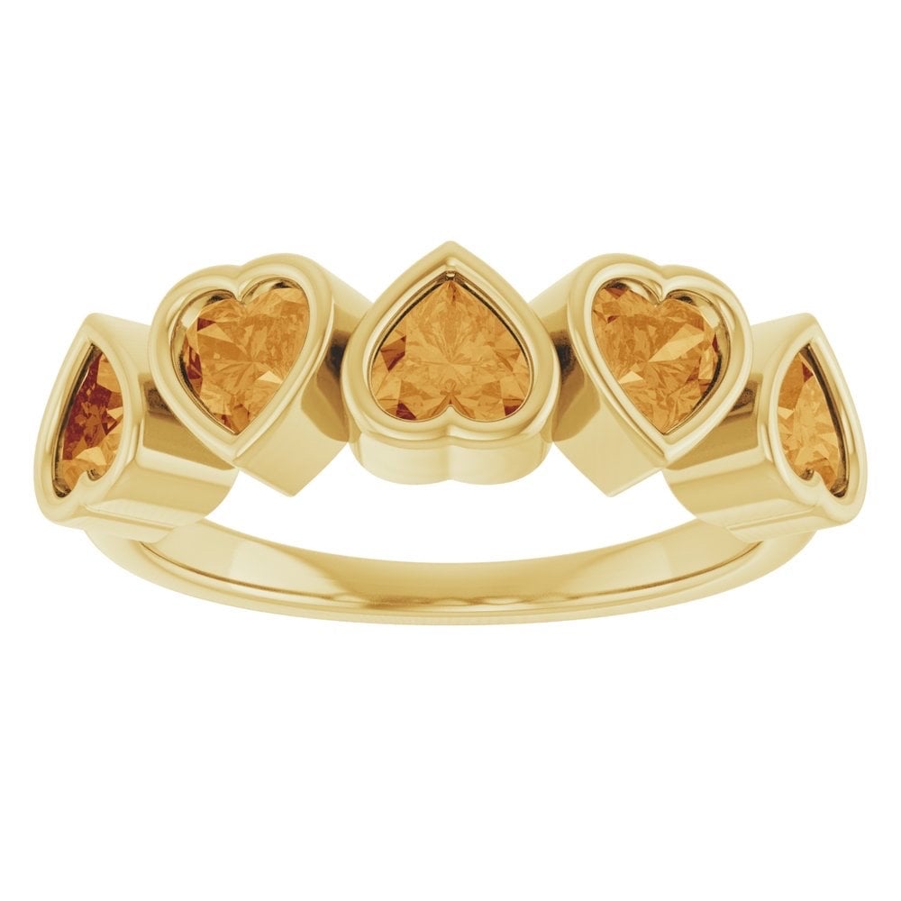 14K Yellow Gold Natural Citrine Heart Ring