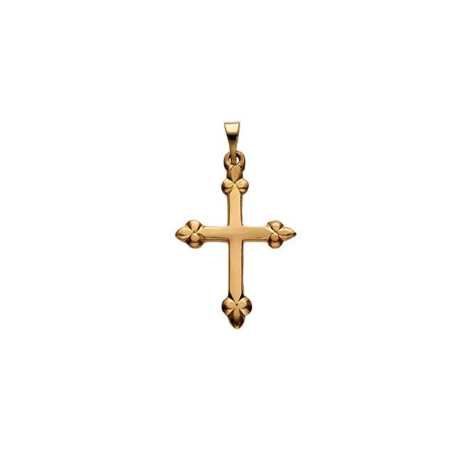 Die Struck 14K Gold Cross Pendant Solid