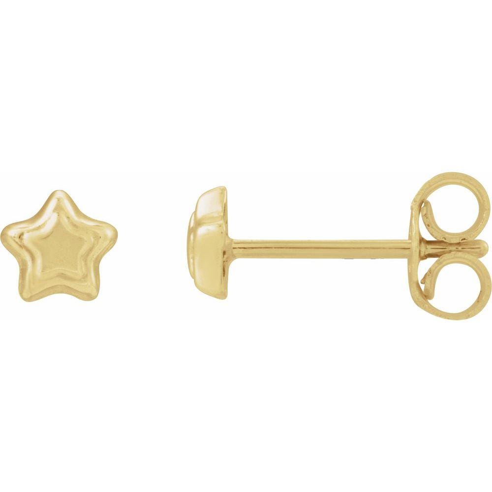 4mm Star Stud Earrings Sterling Silver and 14K Gold