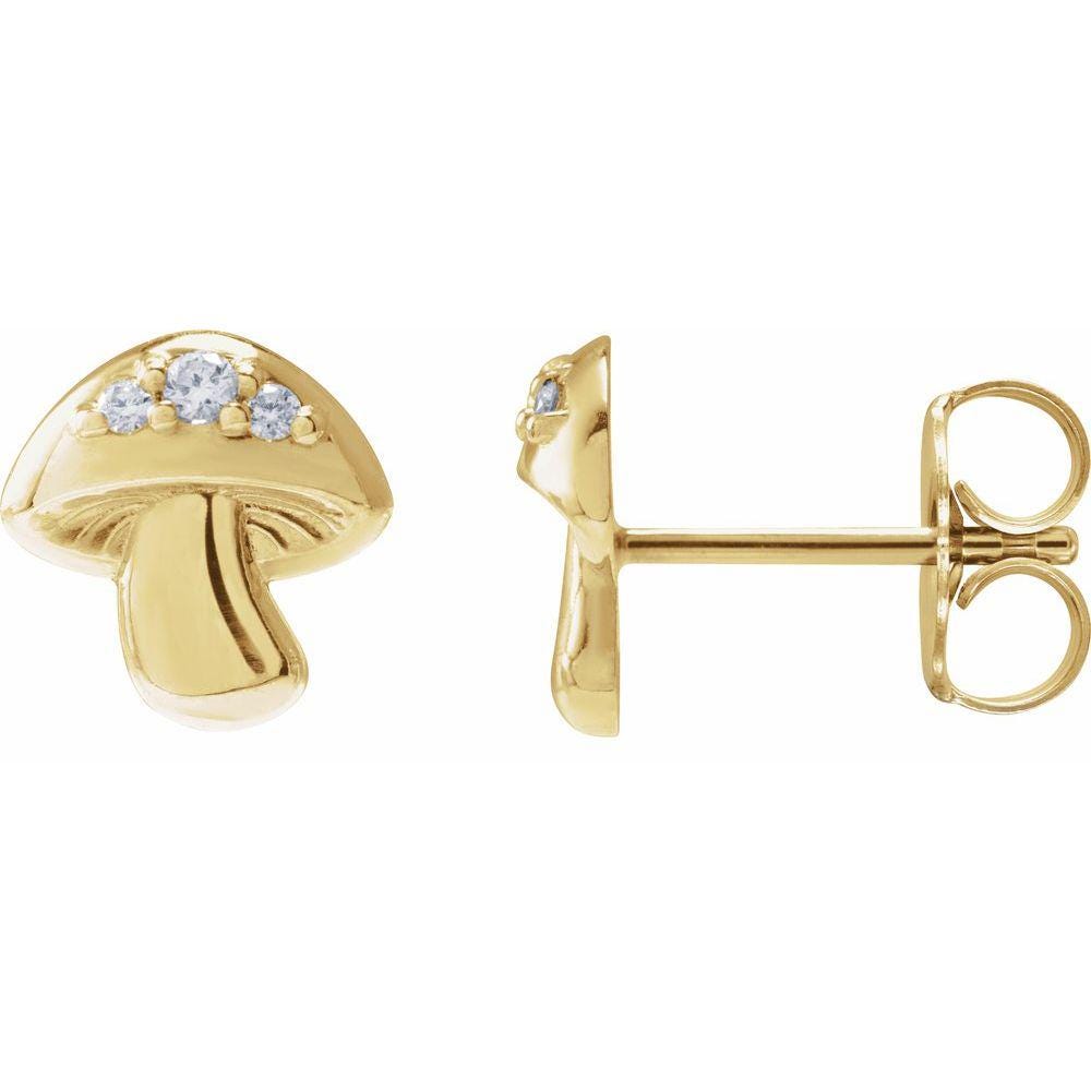 14K .05 CTW Natural Diamond Mushroom Earrings