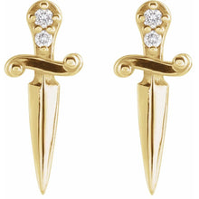 Load image into Gallery viewer, 14K Yellow .025 CTW Natural Diamond Dagger Earrings
