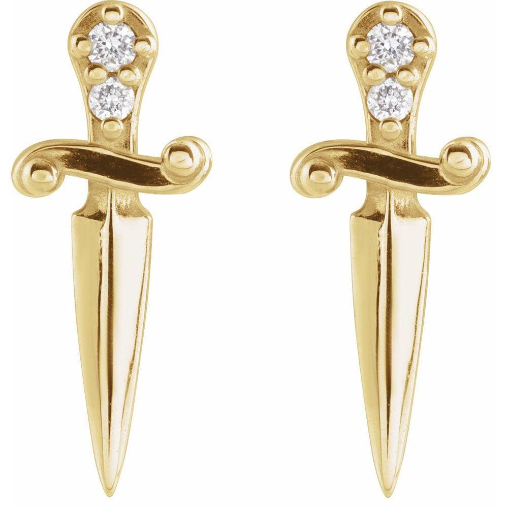 14K Yellow .025 CTW Natural Diamond Dagger Earrings