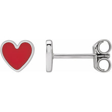 Load image into Gallery viewer, Enamel Heart Earrings Sterling Silver Real 14K Yellow Rose White Gold
