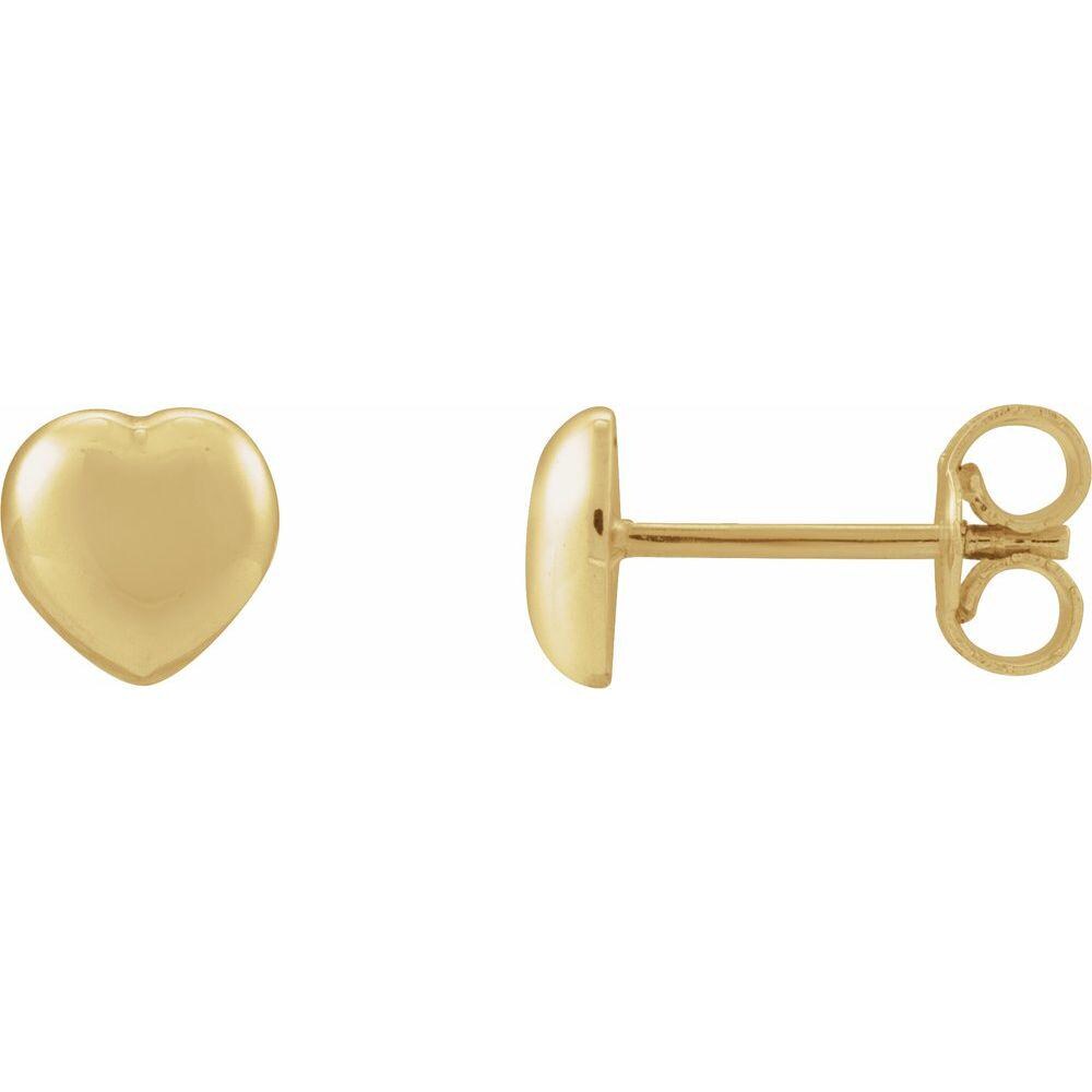 Real 14K Yellow Gold / Sterling Silver Heart Shaped Earrings