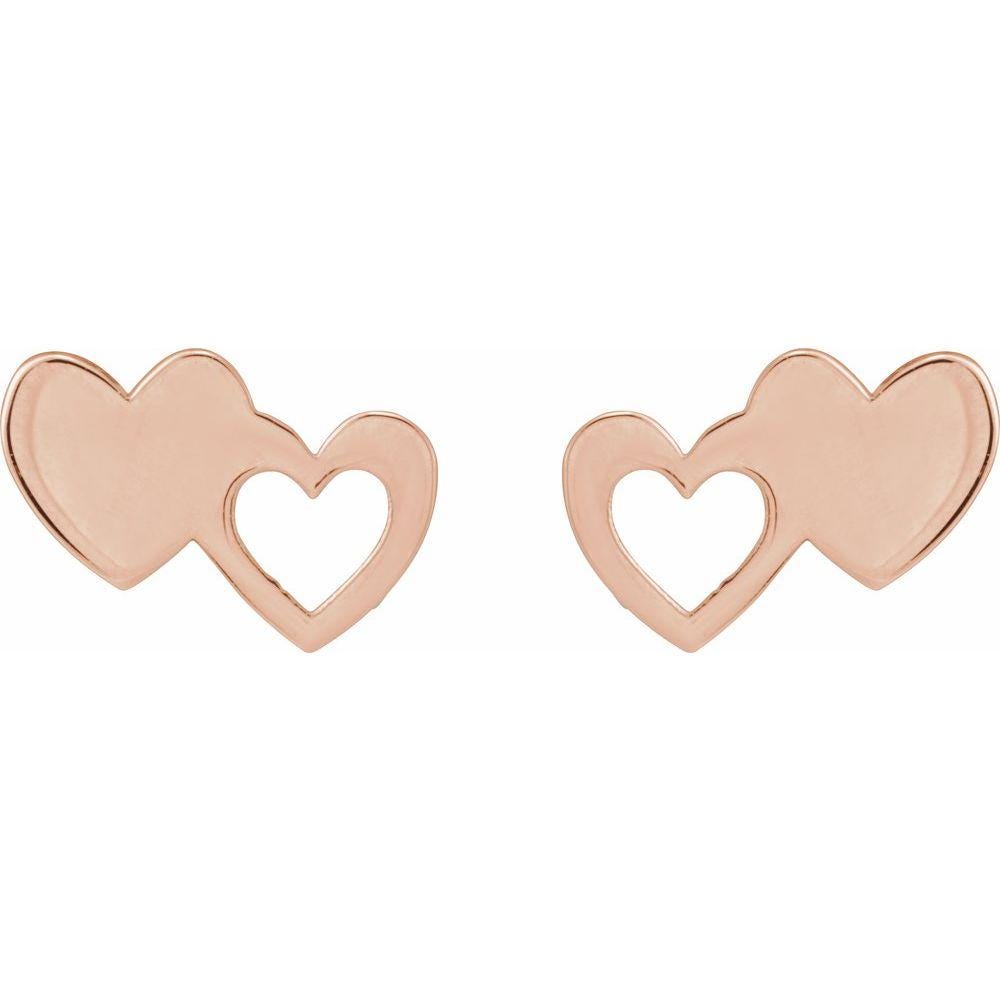 Double Heart Stud Earrings